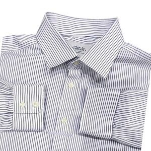 Charles Tyrwhitt Dress Shirt Mens 17.5" /  34" Slim Fit Blue Striped Long Sleeve